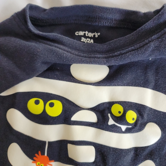 2t Carter's black skeleton Outfit pajamas Halloween Fall Mummy Spiderweb - Picture 2 of 13